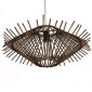 GloboStar® SASSO 01602 Boho Κρεμαστό Φωτιστικό Πλέγμα Μονόφωτο 1 x E27 IP20 Καφέ Ξύλο - Μ50 x Π50 x Y23cm