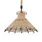 GloboStar® OZERO 01603 Boho Κρεμαστό Φωτιστικό Καμπάνα Μονόφωτο 1 x E27 IP20 Μπεζ Σχοινί - Μ41 x Π41 x Y28cm