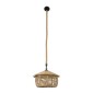 GloboStar® SPIRIT 01607 Boho Κρεμαστό Φωτιστικό Καμπάνα Μονόφωτο 1 x E27 IP20 Μπεζ Σχοινί - Μ35 x Π35 x Y30cm