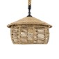 GloboStar® SPIRIT 01607 Boho Κρεμαστό Φωτιστικό Καμπάνα Μονόφωτο 1 x E27 IP20 Μπεζ Σχοινί - Μ35 x Π35 x Y30cm