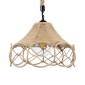 GloboStar® TESSUTI 01614 Boho Κρεμαστό Φωτιστικό Πλέγμα Μονόφωτο 1 x E27 IP20 Μπεζ Σχοινί - Μ39 x Π39 x Y31cm