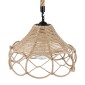 GloboStar® TESSUTI 01614 Boho Κρεμαστό Φωτιστικό Πλέγμα Μονόφωτο 1 x E27 IP20 Μπεζ Σχοινί - Μ39 x Π39 x Y31cm