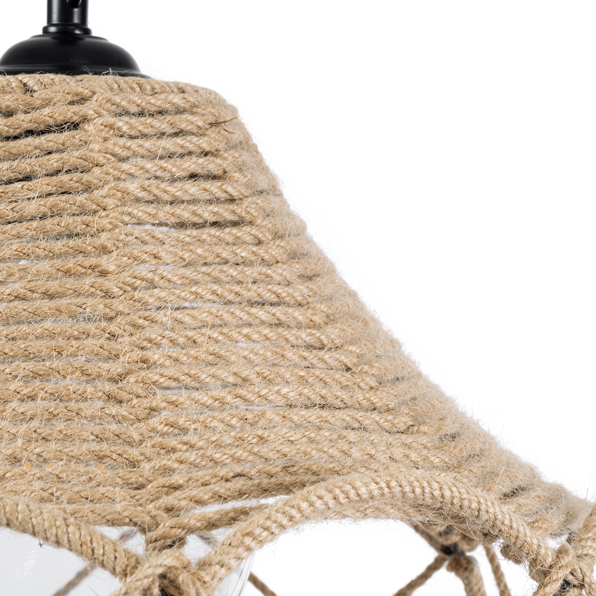 GloboStar® TESSUTI 01614 Boho Κρεμαστό Φωτιστικό Πλέγμα Μονόφωτο 1 x E27 IP20 Μπεζ Σχοινί - Μ39 x Π39 x Y31cm