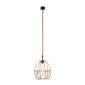 GloboStar® TELAN 01615 Vintage Κρεμαστό Φωτιστικό Πλέγμα Μονόφωτο 1 x E27 IP20 Μπεζ Σχοινί - Μ30 x Π30 x Υ38cm