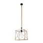 GloboStar® POLISHED 01616 Vintage Κρεμαστό Φωτιστικό Πλέγμα Μονόφωτο 1 x E27 IP20 Μαύρο Μέταλλο με Μπεζ Σχοινί - Μ30 x Π28 x Υ30cm