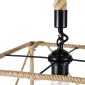 GloboStar® POLISHED 01616 Vintage Κρεμαστό Φωτιστικό Πλέγμα Μονόφωτο 1 x E27 IP20 Μαύρο Μέταλλο με Μπεζ Σχοινί - Μ30 x Π28 x Υ30cm