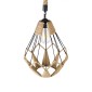 GloboStar® CONICAL 01617 Vintage Κρεμαστό Φωτιστικό Πλέγμα Μονόφωτο 1 x E27 IP20 Μαύρο Μέταλλο με Μπεζ Σχοινί - Μ30 x Π30 x Υ40cm
