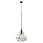 GloboStar® KAIRI 01618 Μοντέρνο Κρεμαστό Φωτιστικό Πλέγμα Μονόφωτο 1 x E27 IP20 Μαύρο Μέταλλο με Λευκό Ύφασμα - Μ38 x Π38 x Υ39cm