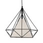 GloboStar® KAIRI 01618 Μοντέρνο Κρεμαστό Φωτιστικό Πλέγμα Μονόφωτο 1 x E27 IP20 Μαύρο Μέταλλο με Λευκό Ύφασμα - Μ38 x Π38 x Υ39cm
