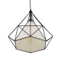 GloboStar® KAIRI 01618 Μοντέρνο Κρεμαστό Φωτιστικό Πλέγμα Μονόφωτο 1 x E27 IP20 Μαύρο Μέταλλο με Λευκό Ύφασμα - Μ38 x Π38 x Υ39cm