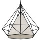 GloboStar® KAIRI 01618 Μοντέρνο Κρεμαστό Φωτιστικό Πλέγμα Μονόφωτο 1 x E27 IP20 Μαύρο Μέταλλο με Λευκό Ύφασμα - Μ38 x Π38 x Υ39cm