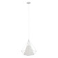 GloboStar® KAIRI 01619 Μοντέρνο Κρεμαστό Φωτιστικό Πλέγμα Μονόφωτο 1 x E27 IP20 Λευκό Μέταλλο με Λευκό Ύφασμα - Μ38 x Π38 x Υ39cm