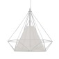 GloboStar® KAIRI 01619 Μοντέρνο Κρεμαστό Φωτιστικό Πλέγμα Μονόφωτο 1 x E27 IP20 Λευκό Μέταλλο με Λευκό Ύφασμα - Μ38 x Π38 x Υ39cm