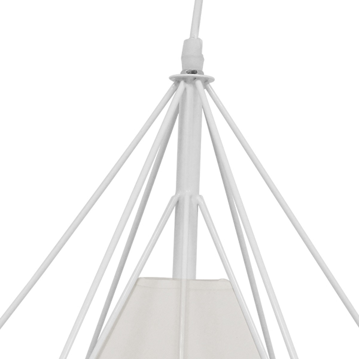GloboStar® KAIRI 01619 Μοντέρνο Κρεμαστό Φωτιστικό Πλέγμα Μονόφωτο 1 x E27 IP20 Λευκό Μέταλλο με Λευκό Ύφασμα - Μ38 x Π38 x Υ39cm