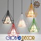 GloboStar® KAIRI 01619 Μοντέρνο Κρεμαστό Φωτιστικό Πλέγμα Μονόφωτο 1 x E27 IP20 Λευκό Μέταλλο με Λευκό Ύφασμα - Μ38 x Π38 x Υ39cm