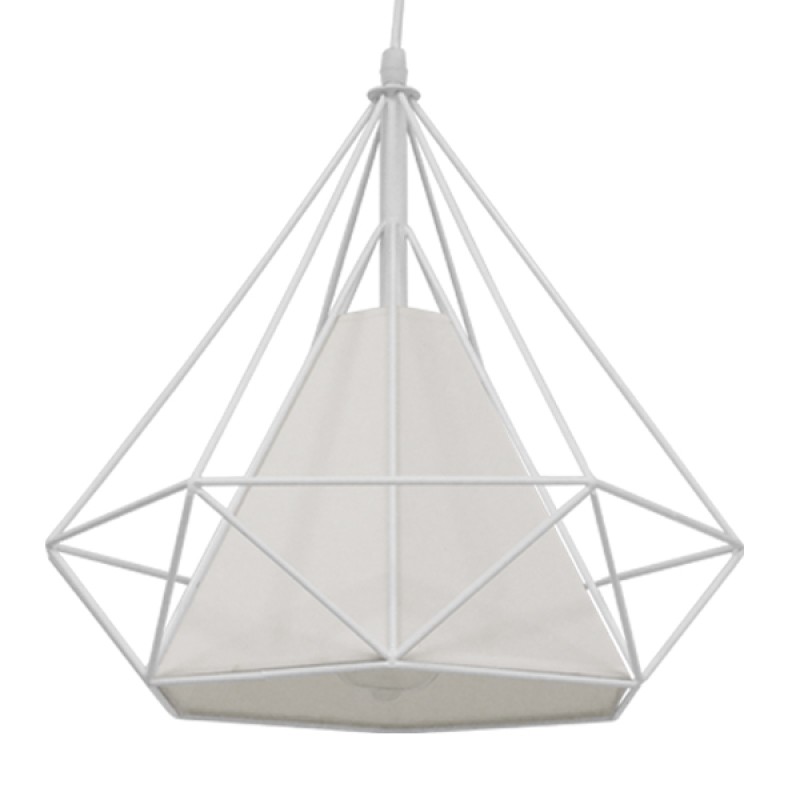 GLOBOSTAR® KAIRI 01619 Μοντέρνο Κρεμαστό Φωτιστικό Οροφής με Ντουί 1 x E27 AC 220-240V IP20 - Λευκό - Μ38 x Π38 x Υ39cm