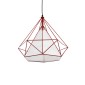 GloboStar® KAIRI 01620 Μοντέρνο Κρεμαστό Φωτιστικό Πλέγμα Μονόφωτο 1 x E27 IP20 Κόκκινο Μέταλλο με Λευκό Ύφασμα - Μ38 x Π38 x Y38cm