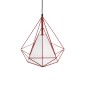 GloboStar® KAIRI 01620 Μοντέρνο Κρεμαστό Φωτιστικό Πλέγμα Μονόφωτο 1 x E27 IP20 Κόκκινο Μέταλλο με Λευκό Ύφασμα - Μ38 x Π38 x Y38cm