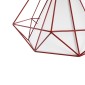 GloboStar® KAIRI 01620 Μοντέρνο Κρεμαστό Φωτιστικό Πλέγμα Μονόφωτο 1 x E27 IP20 Κόκκινο Μέταλλο με Λευκό Ύφασμα - Μ38 x Π38 x Y38cm