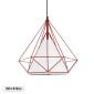 GloboStar® KAIRI 01620 Μοντέρνο Κρεμαστό Φωτιστικό Πλέγμα Μονόφωτο 1 x E27 IP20 Κόκκινο Μέταλλο με Λευκό Ύφασμα - Μ38 x Π38 x Y38cm
