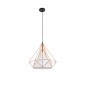 GloboStar® KAIRI 01621 Μοντέρνο Κρεμαστό Φωτιστικό Πλέγμα Μονόφωτο 1 x E27 IP20 Πορτοκαλί Μέταλλο με Λευκό Ύφασμα - Μ38 x Π38 x Y38cm
