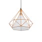 GloboStar® KAIRI 01621 Μοντέρνο Κρεμαστό Φωτιστικό Πλέγμα Μονόφωτο 1 x E27 IP20 Πορτοκαλί Μέταλλο με Λευκό Ύφασμα - Μ38 x Π38 x Y38cm