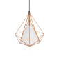 GloboStar® KAIRI 01621 Μοντέρνο Κρεμαστό Φωτιστικό Πλέγμα Μονόφωτο 1 x E27 IP20 Πορτοκαλί Μέταλλο με Λευκό Ύφασμα - Μ38 x Π38 x Y38cm