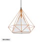 GloboStar® KAIRI 01621 Μοντέρνο Κρεμαστό Φωτιστικό Πλέγμα Μονόφωτο 1 x E27 IP20 Πορτοκαλί Μέταλλο με Λευκό Ύφασμα - Μ38 x Π38 x Y38cm