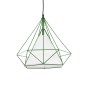 GloboStar® KAIRI 01622 Μοντέρνο Κρεμαστό Φωτιστικό Πλέγμα Μονόφωτο 1 x E27 IP20 Πράσινο Μέταλλο με Λευκό Ύφασμα - Μ38 x Π38 x Y38cm