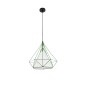 GloboStar® KAIRI 01622 Μοντέρνο Κρεμαστό Φωτιστικό Πλέγμα Μονόφωτο 1 x E27 IP20 Πράσινο Μέταλλο με Λευκό Ύφασμα - Μ38 x Π38 x Y38cm