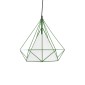 GloboStar® KAIRI 01622 Μοντέρνο Κρεμαστό Φωτιστικό Πλέγμα Μονόφωτο 1 x E27 IP20 Πράσινο Μέταλλο με Λευκό Ύφασμα - Μ38 x Π38 x Y38cm