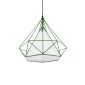 GloboStar® KAIRI 01622 Μοντέρνο Κρεμαστό Φωτιστικό Πλέγμα Μονόφωτο 1 x E27 IP20 Πράσινο Μέταλλο με Λευκό Ύφασμα - Μ38 x Π38 x Y38cm