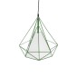 GloboStar® KAIRI 01622 Μοντέρνο Κρεμαστό Φωτιστικό Πλέγμα Μονόφωτο 1 x E27 IP20 Πράσινο Μέταλλο με Λευκό Ύφασμα - Μ38 x Π38 x Y38cm