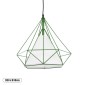 GloboStar® KAIRI 01622 Μοντέρνο Κρεμαστό Φωτιστικό Πλέγμα Μονόφωτο 1 x E27 IP20 Πράσινο Μέταλλο με Λευκό Ύφασμα - Μ38 x Π38 x Y38cm