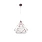 GloboStar® KAIRI 01623 Μοντέρνο Κρεμαστό Φωτιστικό Πλέγμα Μονόφωτο 1 x E27 IP20 Χάλκινο Μέταλλο με Λευκό Ύφασμα - Μ38 x Π38 x Y38cm
