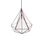 GloboStar® KAIRI 01623 Μοντέρνο Κρεμαστό Φωτιστικό Πλέγμα Μονόφωτο 1 x E27 IP20 Χάλκινο Μέταλλο με Λευκό Ύφασμα - Μ38 x Π38 x Y38cm