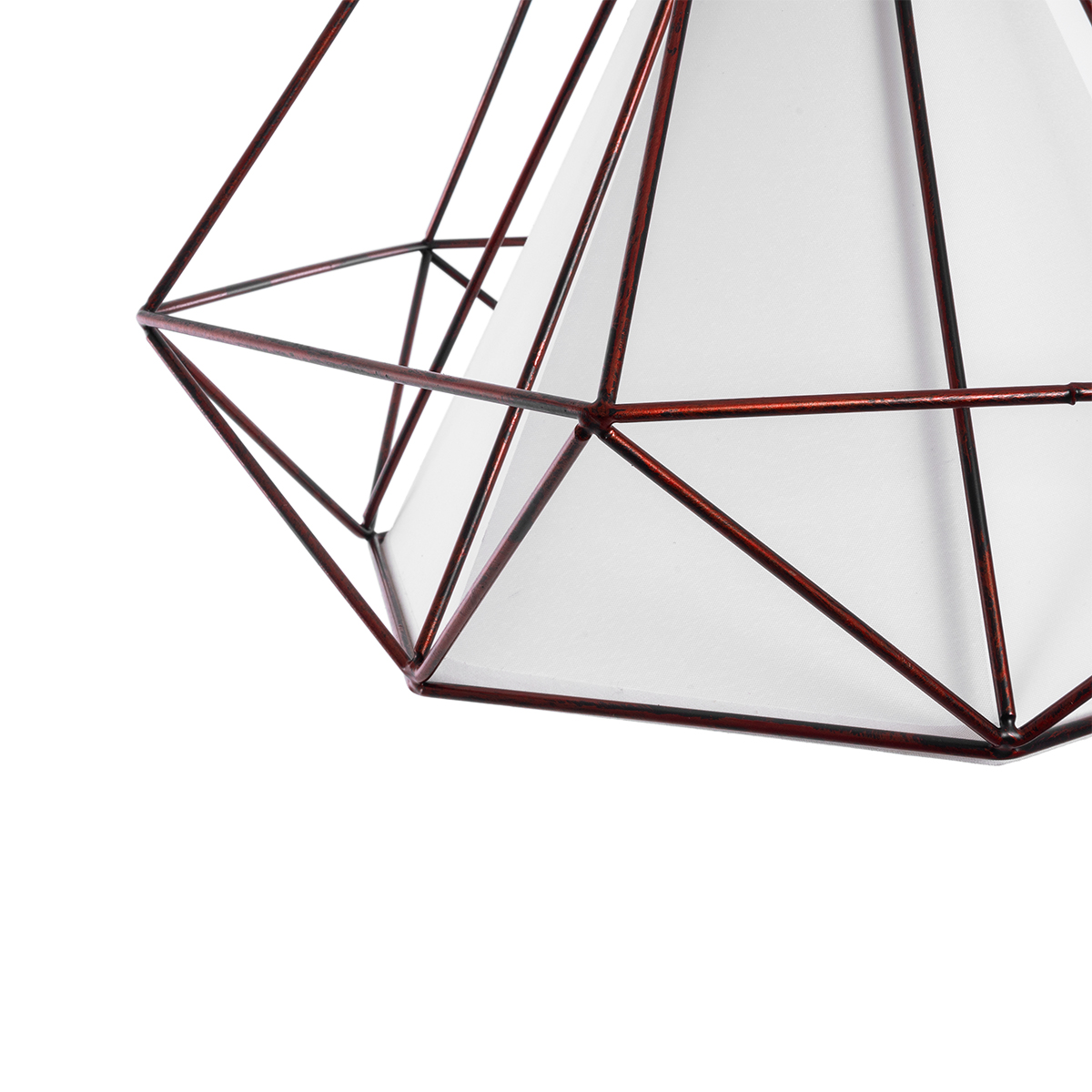 GloboStar® KAIRI 01623 Μοντέρνο Κρεμαστό Φωτιστικό Πλέγμα Μονόφωτο 1 x E27 IP20 Χάλκινο Μέταλλο με Λευκό Ύφασμα - Μ38 x Π38 x Y38cm