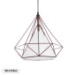GloboStar® KAIRI 01623 Μοντέρνο Κρεμαστό Φωτιστικό Πλέγμα Μονόφωτο 1 x E27 IP20 Χάλκινο Μέταλλο με Λευκό Ύφασμα - Μ38 x Π38 x Y38cm