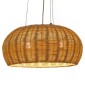 GloboStar® DE LA MER 01624 Boho Κρεμαστό Φωτιστικό Καμπάνα Τρίφωτο 3 x E27 IP20 Καφέ Ξύλο - Μ45 x Π45 x Υ24cm