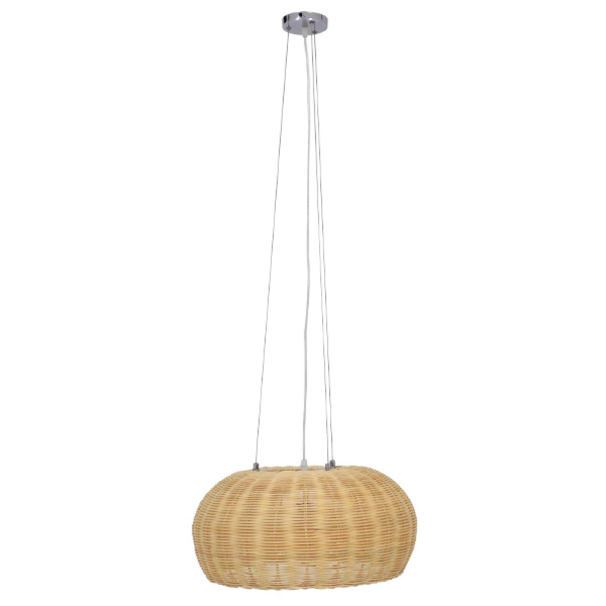 GloboStar® DE LA MER 01624 Boho Κρεμαστό Φωτιστικό Καμπάνα Τρίφωτο 3 x E27 IP20 Καφέ Ξύλο - Μ45 x Π45 x Υ24cm