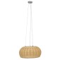 GloboStar® DE LA MER 01624 Boho Κρεμαστό Φωτιστικό Καμπάνα Τρίφωτο 3 x E27 IP20 Καφέ Ξύλο - Μ45 x Π45 x Υ24cm