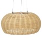 GloboStar® DE LA MER 01624 Boho Κρεμαστό Φωτιστικό Καμπάνα Τρίφωτο 3 x E27 IP20 Καφέ Ξύλο - Μ45 x Π45 x Υ24cm