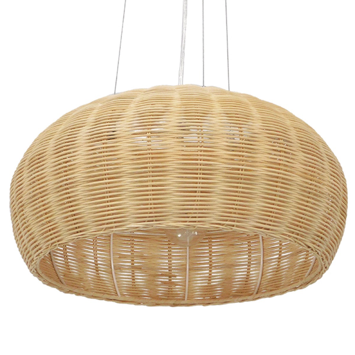 GloboStar® DE LA MER 01624 Boho Κρεμαστό Φωτιστικό Καμπάνα Τρίφωτο 3 x E27 IP20 Καφέ Ξύλο - Μ45 x Π45 x Υ24cm