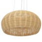 GloboStar® DE LA MER 01624 Boho Κρεμαστό Φωτιστικό Καμπάνα Τρίφωτο 3 x E27 IP20 Καφέ Ξύλο - Μ45 x Π45 x Υ24cm