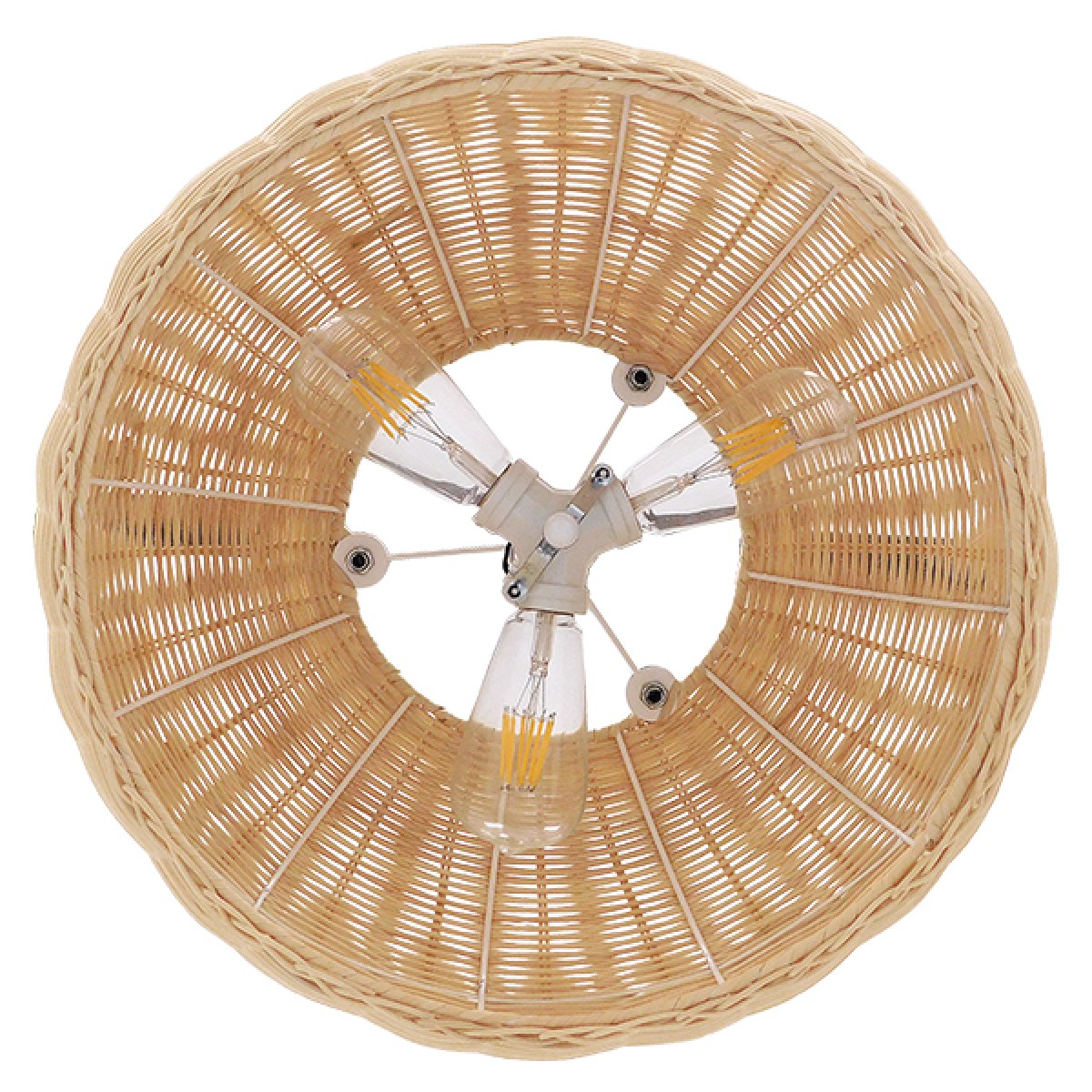 GloboStar® DE LA MER 01624 Boho Κρεμαστό Φωτιστικό Καμπάνα Τρίφωτο 3 x E27 IP20 Καφέ Ξύλο - Μ45 x Π45 x Υ24cm
