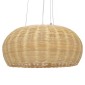 GloboStar® DE LA MER 01624 Boho Κρεμαστό Φωτιστικό Καμπάνα Τρίφωτο 3 x E27 IP20 Καφέ Ξύλο - Μ45 x Π45 x Υ24cm