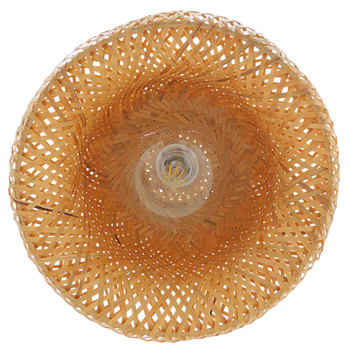 GloboStar® SAN TROPEZ 01626 Boho Κρεμαστό Φωτιστικό Πλέγμα Μονόφωτο 1 x E27 IP20 Μπεζ Ξύλο - Μ38 x Π38 x Υ22cm