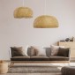 GloboStar® SAN TROPEZ 01626 Boho Κρεμαστό Φωτιστικό Πλέγμα Μονόφωτο 1 x E27 IP20 Μπεζ Ξύλο - Μ38 x Π38 x Υ22cm
