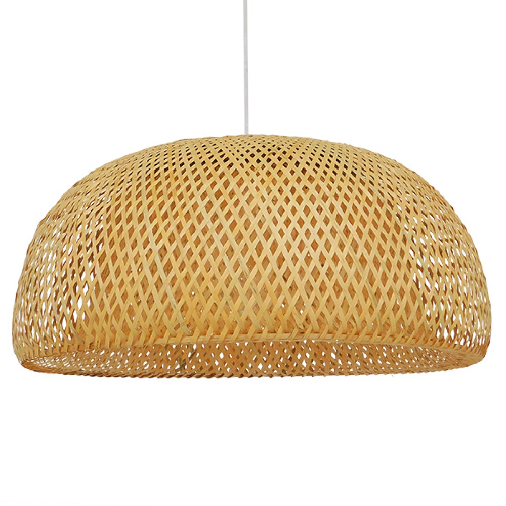 GloboStar® SAN TROPEZ 01627 Boho Κρεμαστό Φωτιστικό Πλέγμα Μονόφωτο 1 x E27 IP20 Μπεζ Ξύλο - Μ60 x Π60 x Υ29cm