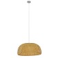 GloboStar® SAN TROPEZ 01627 Boho Κρεμαστό Φωτιστικό Πλέγμα Μονόφωτο 1 x E27 IP20 Μπεζ Ξύλο - Μ60 x Π60 x Υ29cm